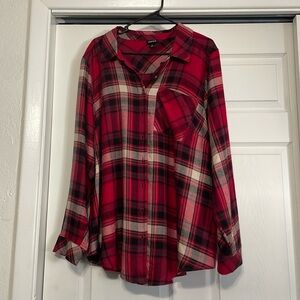 Torrid Red Plaid Long-Sleeve button-up shirt